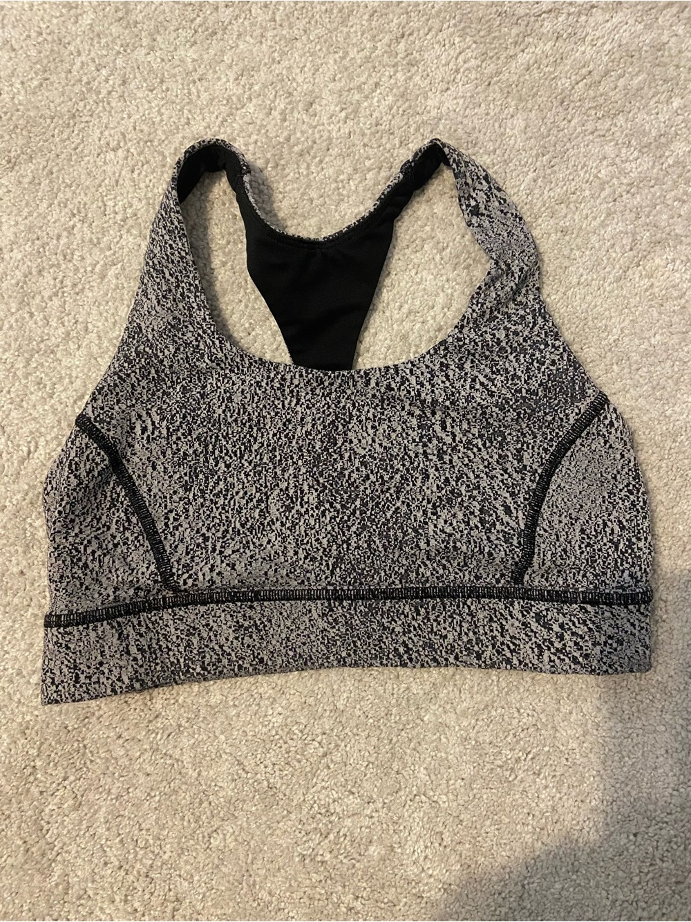 lululemon athletica Black & Gray Marled Racerback Sports Bra